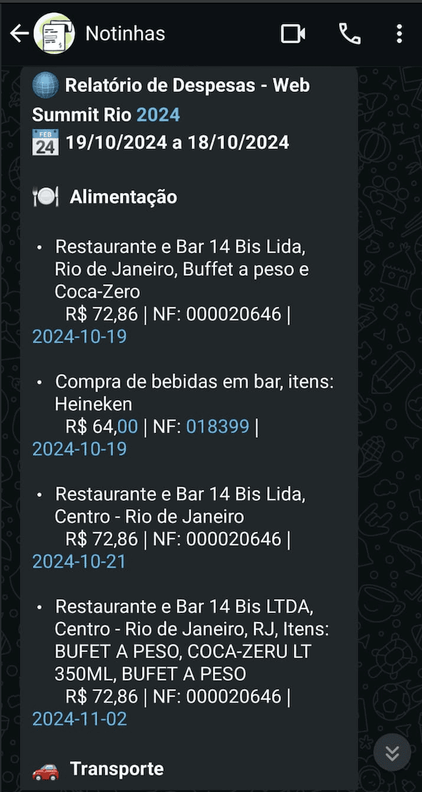 Print do reconhecimento de imagens de notas fiscais