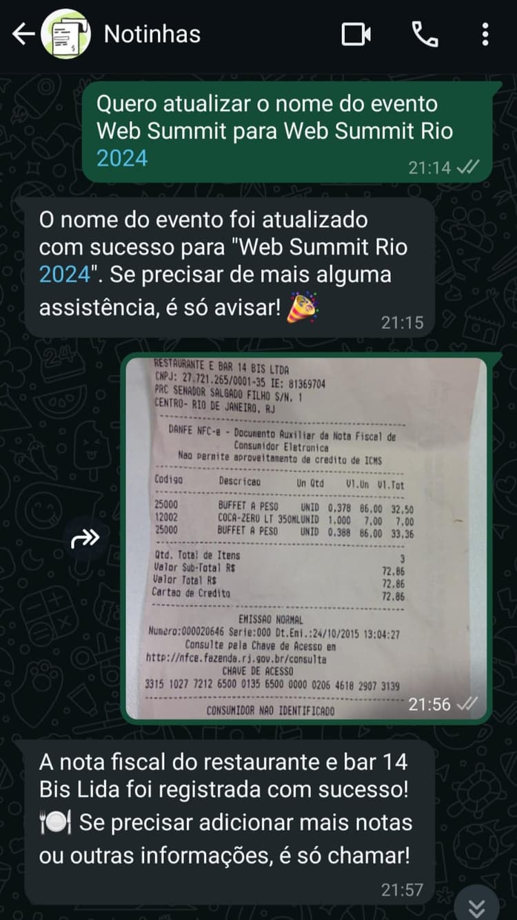 Print do reconhecimento de imagens de notas fiscais